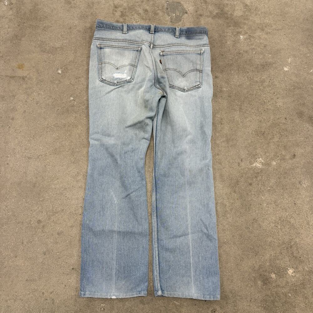 Vintage 70s 80s Bootcut Distressed Levi’s Western Brown Tab Jeans ACTUAL 34x29